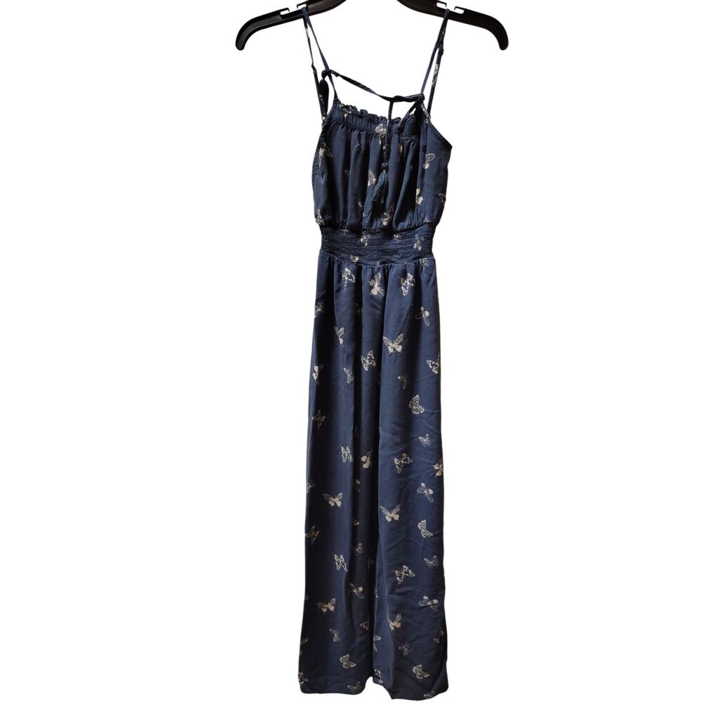 Vine and Valley Medium Blue Butterfly Print Sleeveless Dress‎